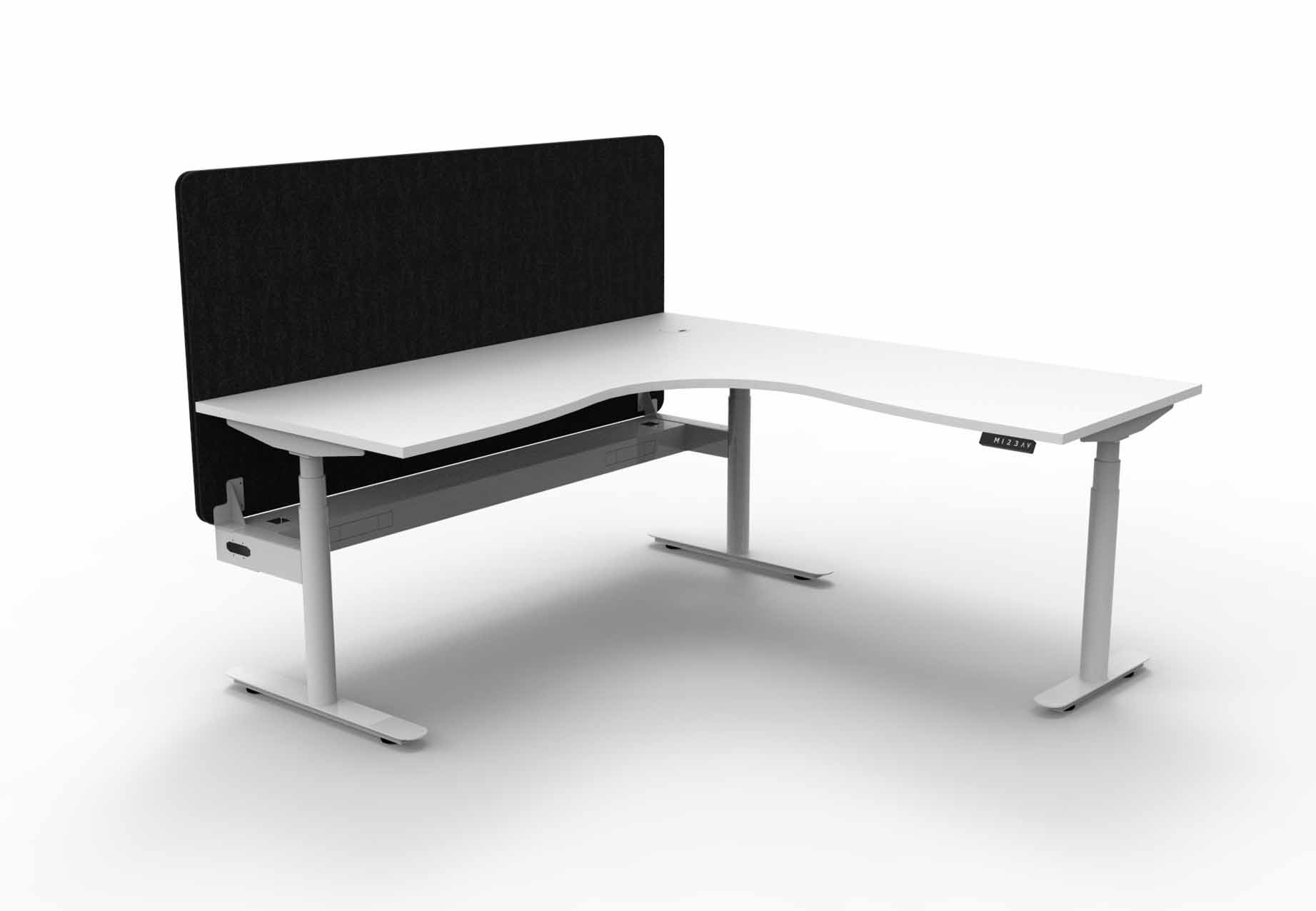Halo+ Corner Workstation with Cable Tray and Eco Screen